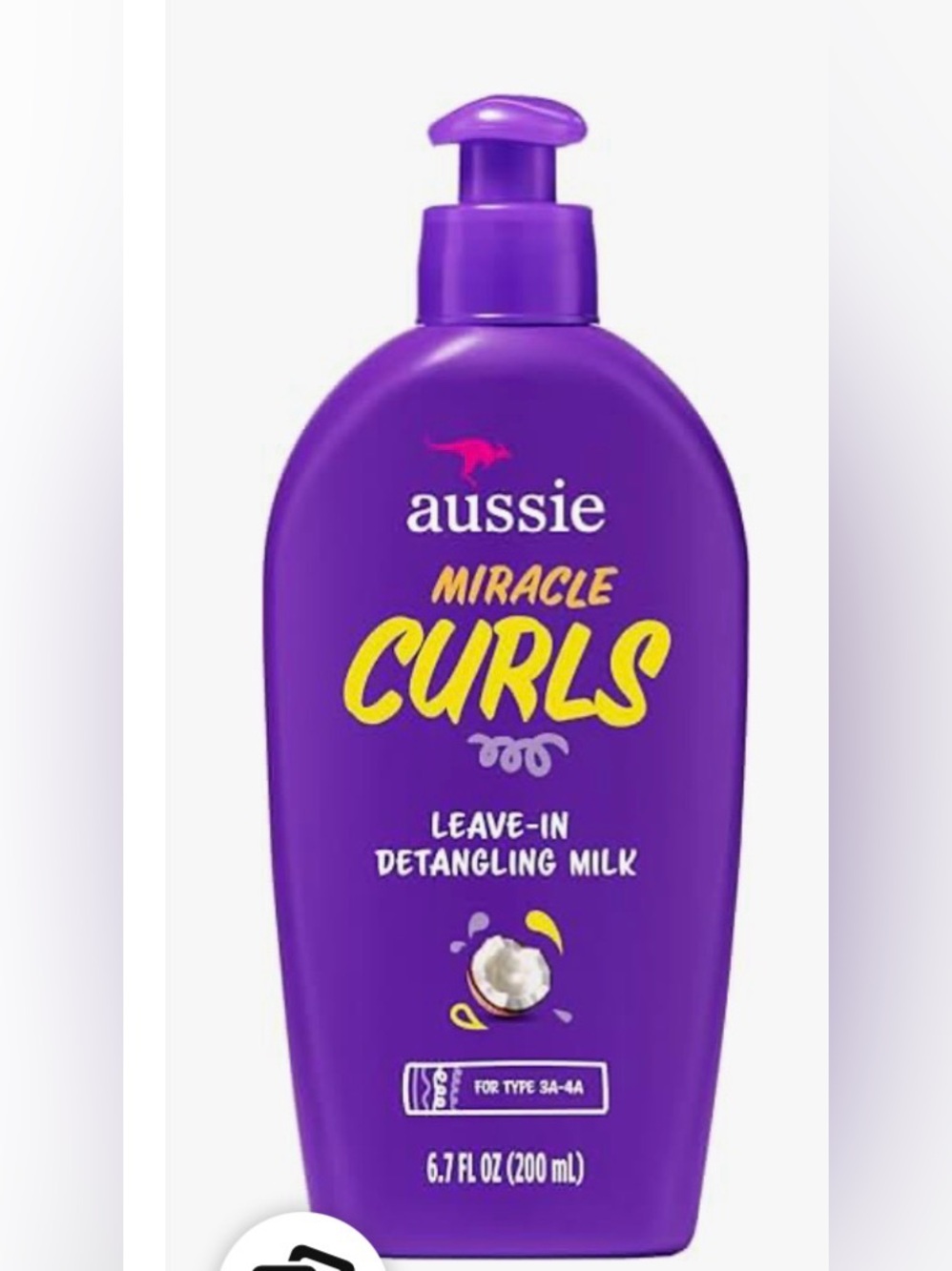 🖲️ B125- Aussie Leave-In Detangling Milk Miracle Curls 6.7 Ounce (200ml)